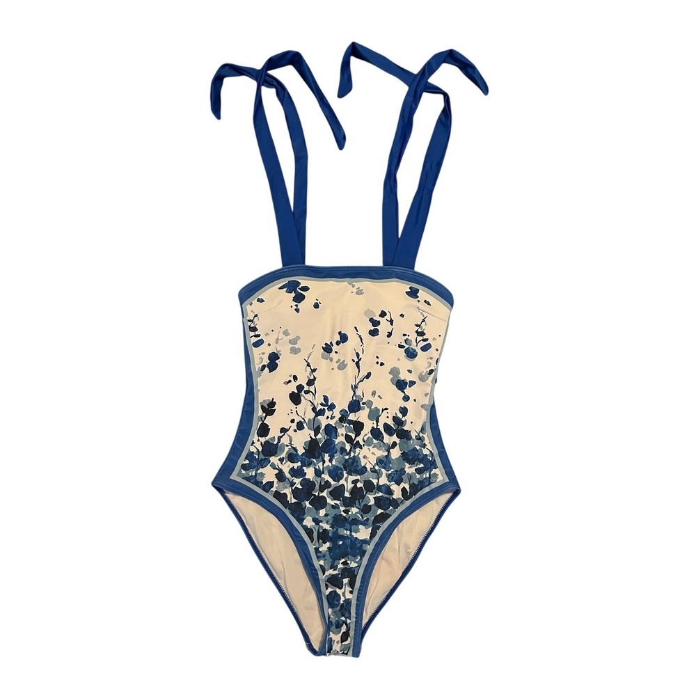 Unbranded One Piece Swimsuit Womens S Blue Excellent Floral Tie Strap 1590